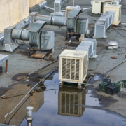 Commercial Roof with water ponding and leaking roof