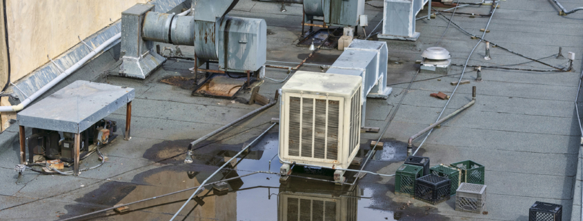 Commercial Roof with water ponding and leaking roof